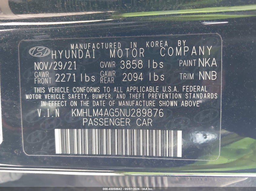 2022 Hyundai Elantra VIN KMHLM4AG5NU289876 IAAI salvage auction — SIDE, Salvage (Michigan), sold $3,650 on 2026-07-16 (photo 9)