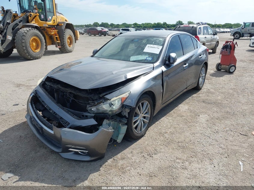 2014 Infiniti Q50 VIN JN1BV7AP2EM683045 IAAI salvage auction — FRONT END, Salvage (Texas), sold $1,700 on 2026-07-14 (photo 2)