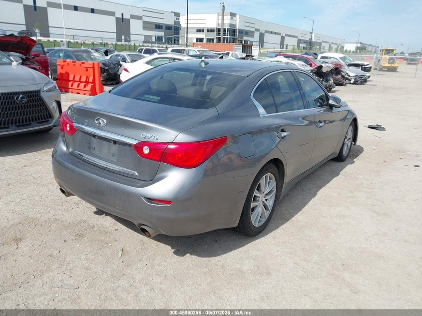 2014 Infiniti Q50 VIN JN1BV7AP2EM683045 IAAI salvage auction — FRONT END, Salvage (Texas), sold $1,700 on 2026-07-14 (photo 4)