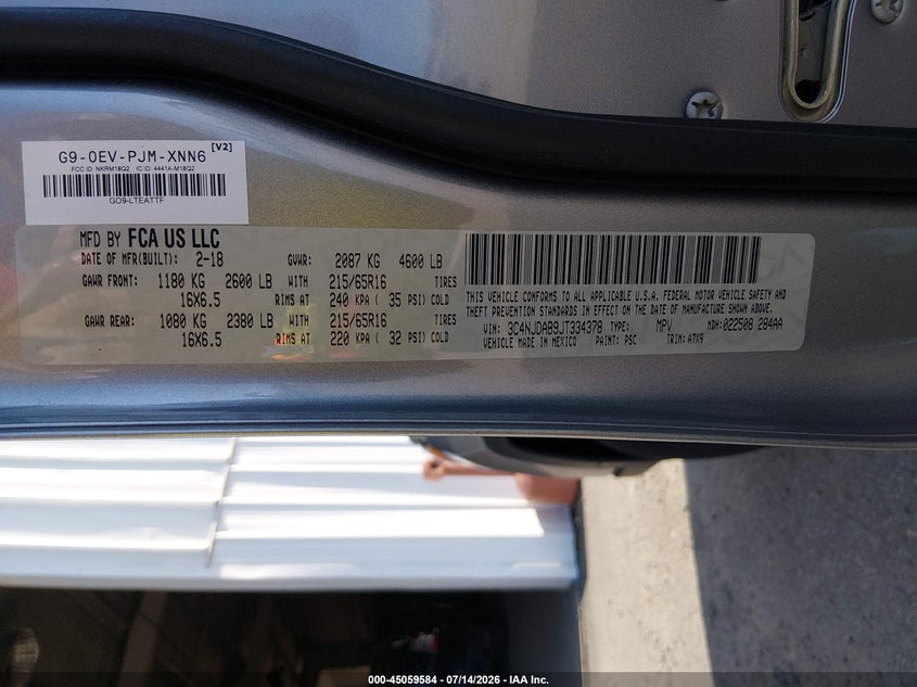 2018 Jeep Compass VIN 3C4NJDAB9JT334378 IAAI salvage auction — NORMAL WEAR, SF97 (Virginia), sold $10,775 on 2026-07-22 (photo 9)
