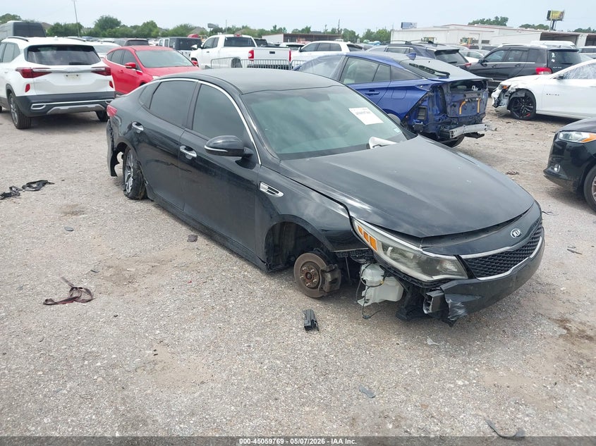 2018 Kia Optima VIN 5XXGT4L39JG269231 IAAI salvage auction — FRONT & REAR, Original (Texas), sold $600 on 2026-07-15 (photo 1)