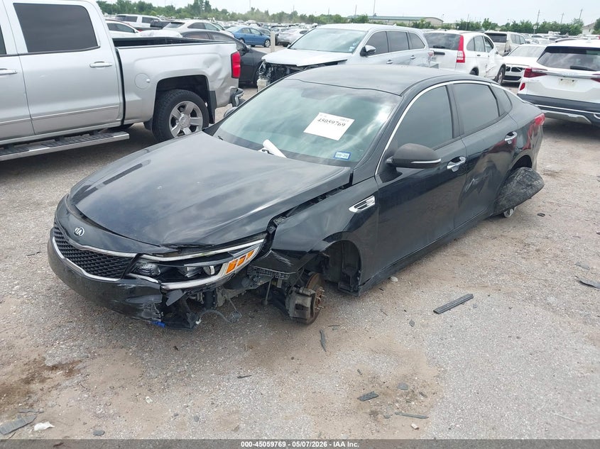 2018 Kia Optima VIN 5XXGT4L39JG269231 IAAI salvage auction — FRONT & REAR, Original (Texas), sold $600 on 2026-07-15 (photo 2)