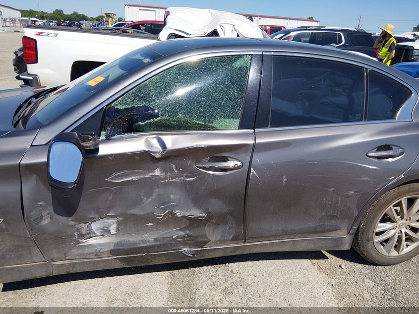 2014 Infiniti Q50 VIN JN1BV7AP9EM693197 IAAI salvage auction — LEFT SIDE, Clear (Oklahoma), sold $1,550 on 2026-07-28 (photo 6)