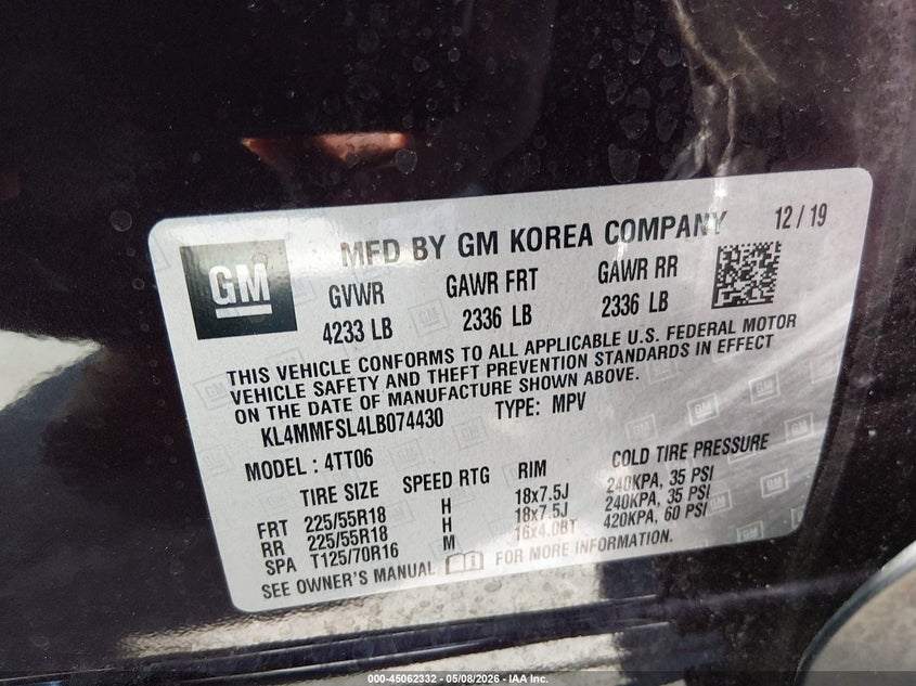 2020 Buick Encore gx VIN KL4MMFSL4LB074430 IAAI salvage auction — RIGHT FRONT, Salvage (North Carolina), sold $1,525 on 2026-07-15 (photo 9)