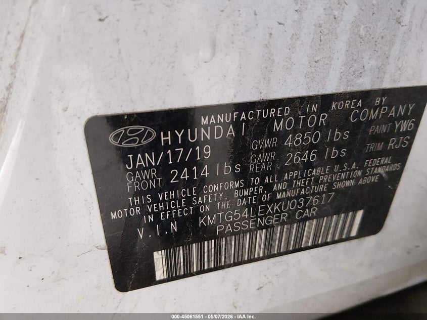 2019 Genesis G70 VIN KMTG54LEXKU037617 IAAI salvage auction — FRONT END, Salvage (Tennessee), sold $2,100 on 2026-07-06 (photo 9)