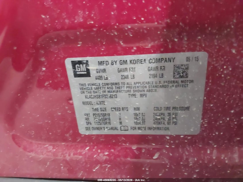 2015 Buick Encore VIN KL4CJHSB1FB216213 IAAI salvage auction — RIGHT FRONT, Salvage (Minnesota), sold $1,200 on 2026-07-09 (photo 9)