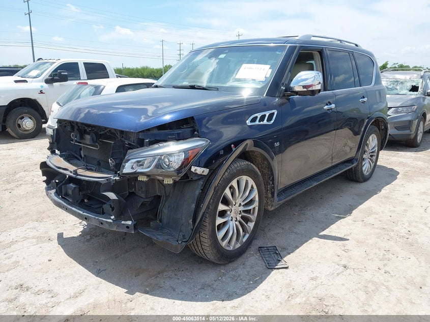2017 Infiniti Qx80 VIN JN8AZ2NE7H9158762 IAAI salvage auction — FRONT & REAR, Original (Texas), sold $25 on 2026-07-29 (photo 2)