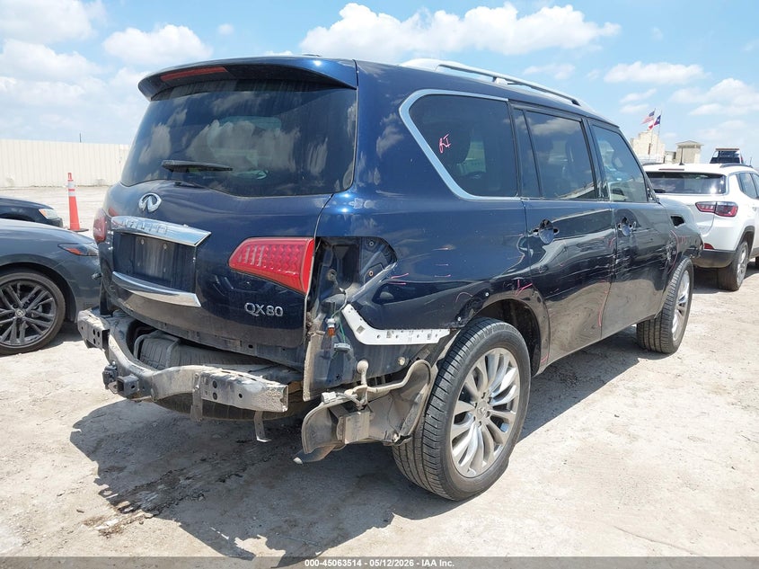 2017 Infiniti Qx80 VIN JN8AZ2NE7H9158762 IAAI salvage auction — FRONT & REAR, Original (Texas), sold $25 on 2026-07-29 (photo 4)