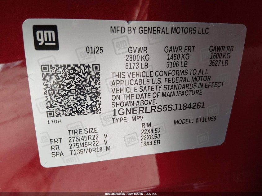 2025 Chevrolet Traverse VIN 1GNERLRS5SJ184261 IAAI salvage auction — FRONT END, Original (Texas), sold $16,100 on 2026-07-28 (photo 9)