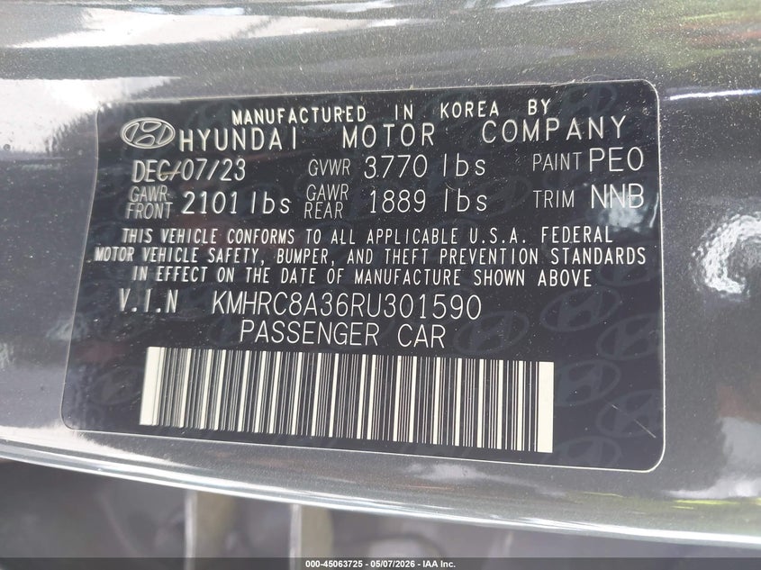 2024 Hyundai Venue VIN KMHRC8A36RU301590 IAAI salvage auction — RIGHT REAR, Salvage (Idaho), sold $3,250 on 2026-07-06 (photo 9)