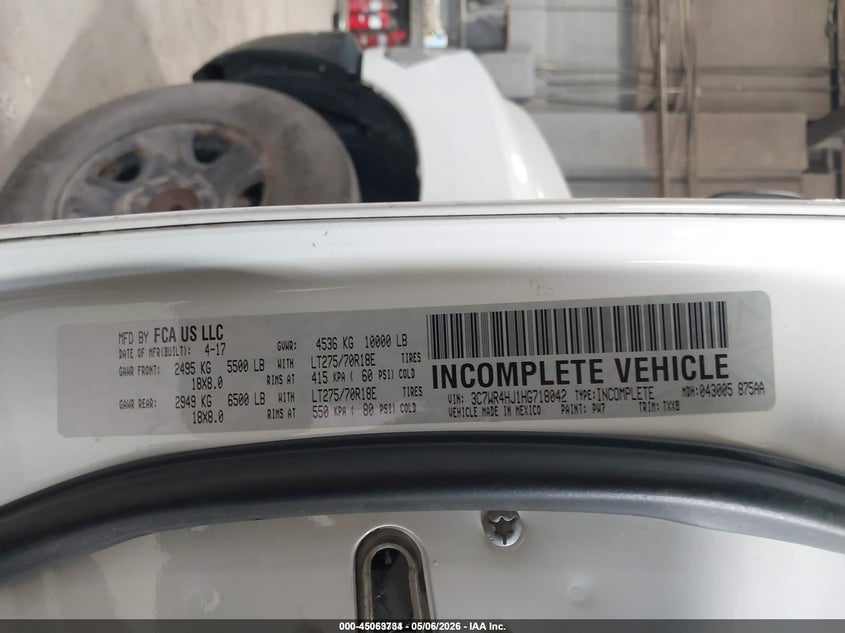 2017 Ram 2500 VIN 3C7WR4HJ1HG718042 IAAI salvage auction — ALL OVER, Sf97 (New Hampshire), sold $8,050 on 2026-07-27 (photo 9)