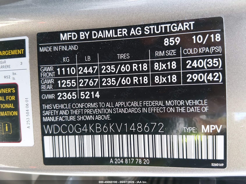 2019 Mercedes-benz Glc VIN WDC0G4KB6KV148672 IAAI salvage auction — RIGHT FRONT, Salvage (Idaho), sold $7,200 on 2026-07-09 (photo 9)
