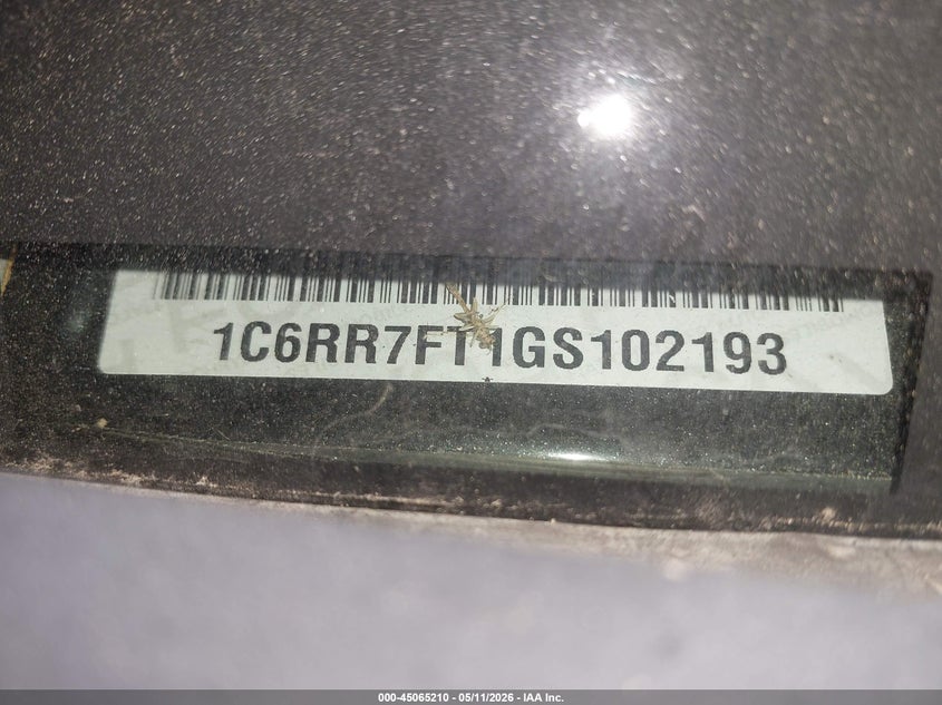 2016 Ram 1500 VIN 1C6RR7FT1GS102193 IAAI salvage auction — REAR END, Clear (Michigan), sold $6,600 on 2026-08-01 (photo 9)