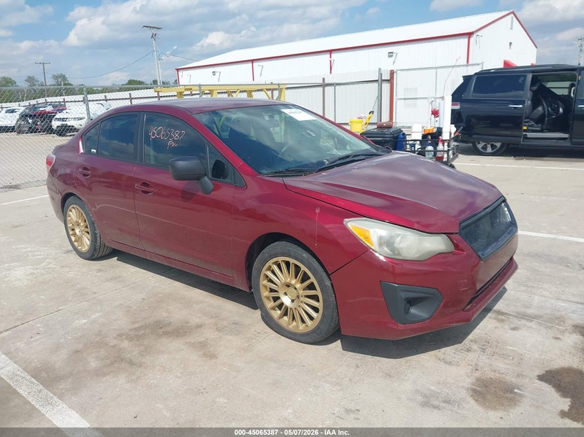 2012 Subaru Impreza VIN JF1GJAA60CH011791 IAAI salvage auction — LEFT FRONT, Clear (Indiana), sold $325 on 2026-07-31 (photo 1)