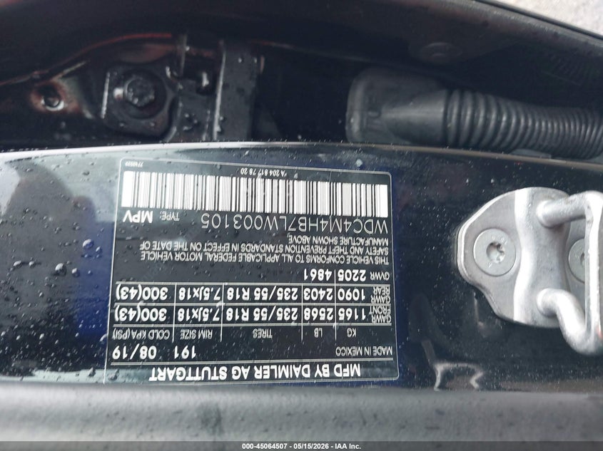 2020 Mercedes-benz Glb VIN WDC4M4HB7LW003105 IAAI salvage auction — FRONT END, Salvage (Massachusetts), sold $4,650 on 2026-07-10 (photo 9)