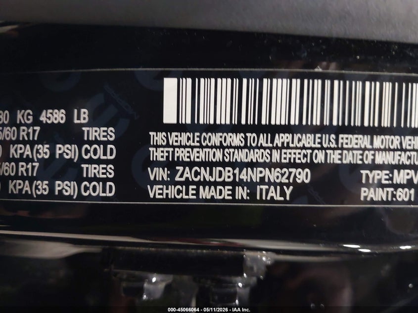 2022 Jeep Renegade VIN ZACNJDB14NPN62790 IAAI salvage auction — MECHANICAL, Mv-907A (New York), sold $1,850 on 2026-07-22 (photo 9)