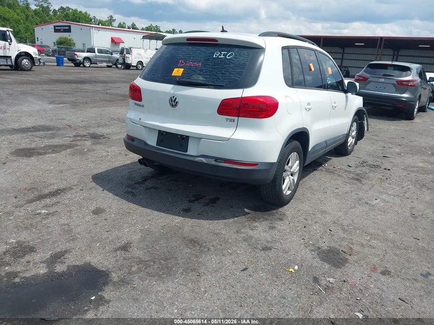 2016 Volkswagen Tiguan VIN WVGAV7AX0GW589192 IAAI salvage auction — BIO HAZARD, Rebuildable (Florida), sold $225 on 2026-07-21 (photo 4)