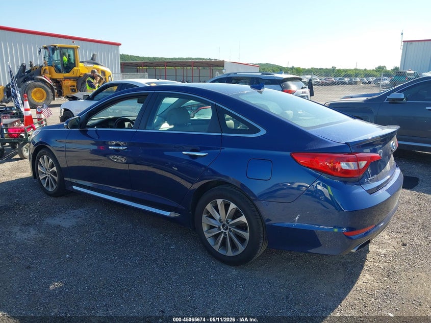 2015 Hyundai Sonata VIN 5NPE34AF6FH255206 IAAI salvage auction — RIGHT FRONT, Clear (Oklahoma), sold $2,600 on 2026-07-29 (photo 3)