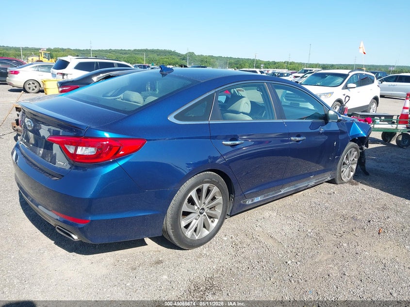 2015 Hyundai Sonata VIN 5NPE34AF6FH255206 IAAI salvage auction — RIGHT FRONT, Clear (Oklahoma), sold $2,600 on 2026-07-29 (photo 4)