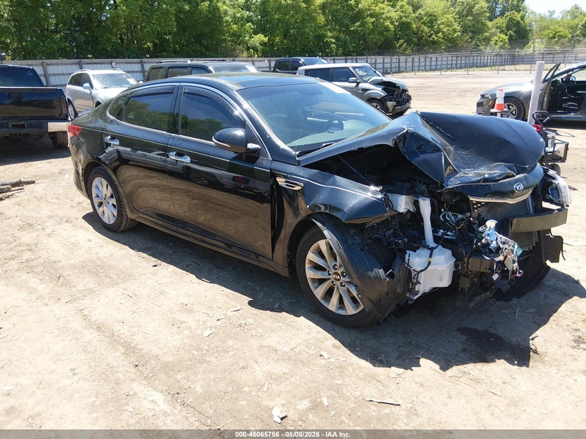 2018 Kia Optima VIN 5XXGU4L36JG198745 IAAI salvage auction — FRONT END, Salvage Title, sold $850 on 2026-07-15 (photo 1)