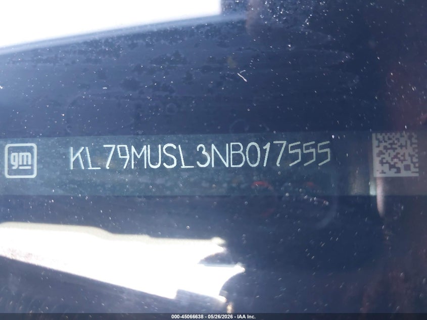2022 Chevrolet Trailblazer VIN KL79MUSL3NB017555 IAAI salvage auction — REAR END, Clear (Oklahoma), sold $5,200 on 2026-07-22 (photo 9)