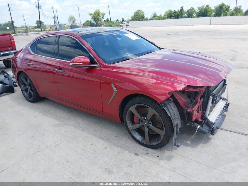 2019 Genesis G70 VIN KMTG34LE0KU019858 IAAI salvage auction — FRONT END, Original (Texas), sold $5,500 on 2026-07-24 (photo 1)