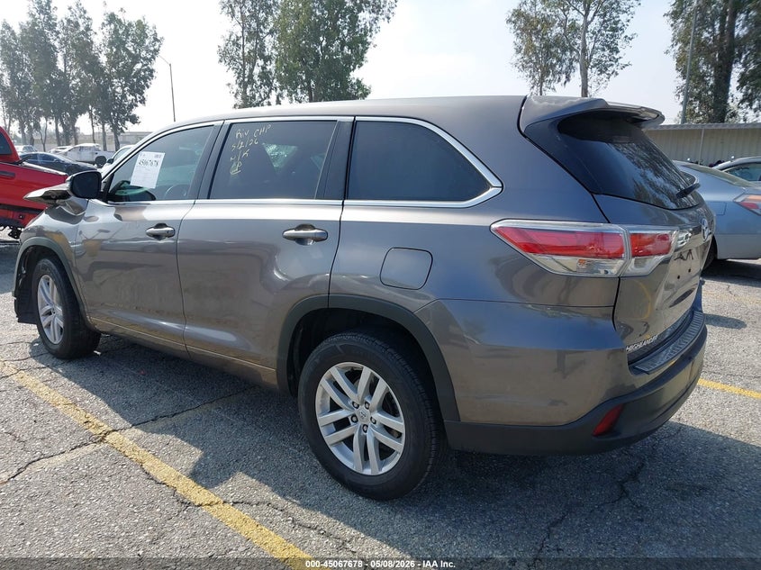 2014 Toyota Highlander VIN 5TDZARFH5ES009027 IAAI salvage auction — FRONT END, Salvage (California), sold $2,350 on 2026-07-07 (photo 3)
