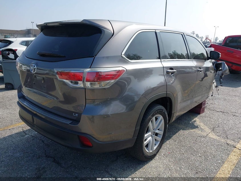 2014 Toyota Highlander VIN 5TDZARFH5ES009027 IAAI salvage auction — FRONT END, Salvage (California), sold $2,350 on 2026-07-07 (photo 4)