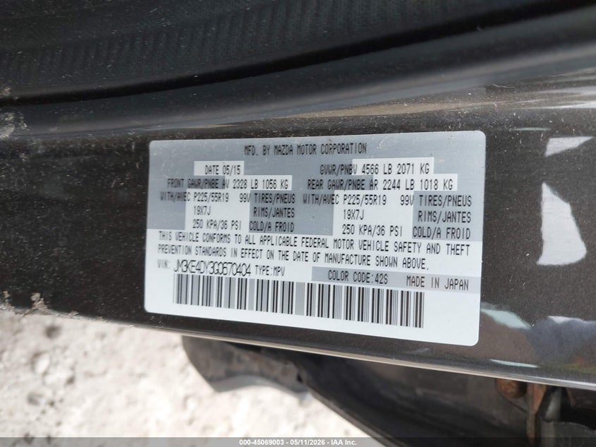 2016 Mazda Cx-5 VIN JM3KE4DY3G0670404 IAAI salvage auction — FRONT END, Salvage (New Hampshire), sold $25 on 2026-07-29 (photo 9)