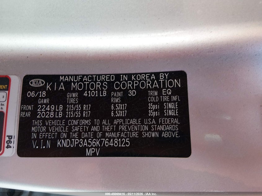 2019 Kia Soul VIN KNDJP3A56K7648125 IAAI salvage auction — REAR END, Salvage (Missouri), sold $2,450 on 2026-07-09 (photo 9)