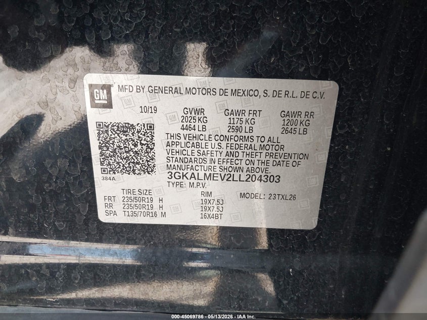 2020 Gmc Terrain VIN 3GKALMEV2LL204303 IAAI salvage auction — FRONT END, Salvage (Illinois), sold $3,400 on 2026-07-10 (photo 9)