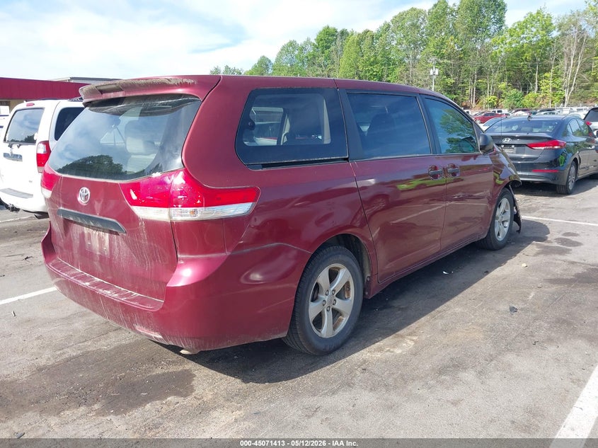 2012 Toyota Sienna VIN 5TDZK3DC7CS247587 IAAI salvage auction — RIGHT FRONT, Salvage (North Carolina), sold $825 on 2026-07-23 (photo 4)