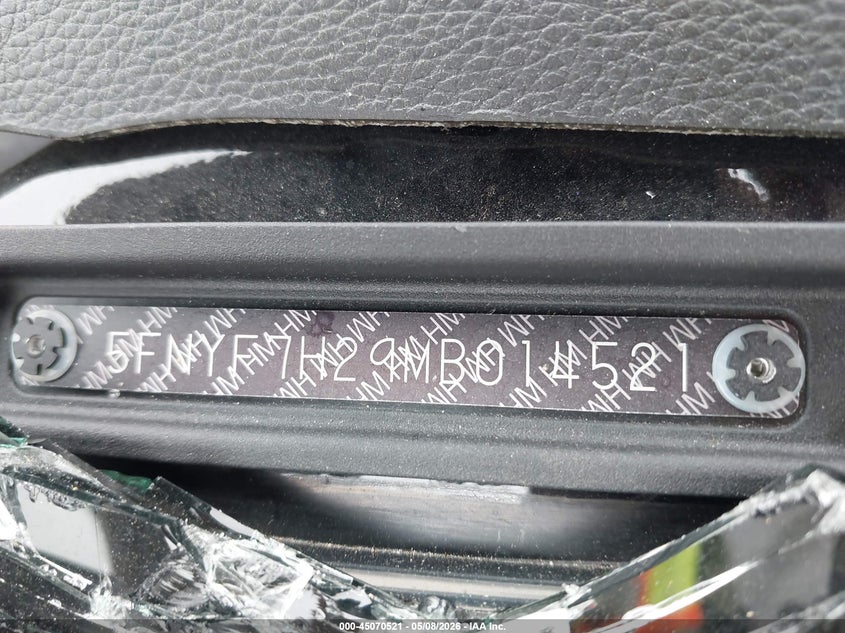 2021 Honda Passport VIN 5FNYF7H29MB014521 IAAI salvage auction — ROLLOVER, Salvage (Texas), sold $1,950 on 2026-07-09 (photo 9)