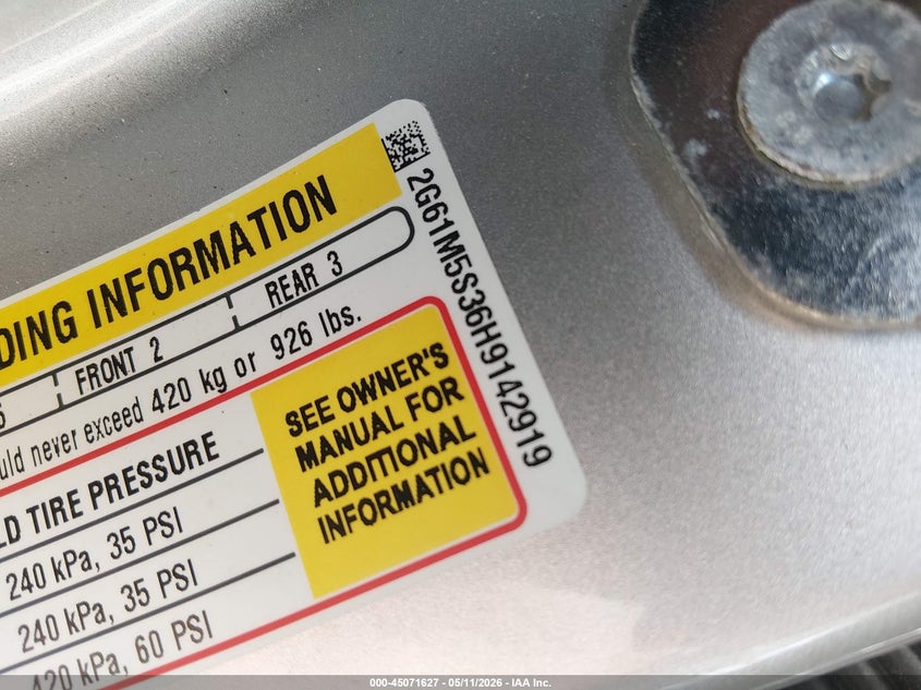 2017 Cadillac Xts VIN 2G61M5S36H9142919 IAAI salvage auction — STORM DAMAGE, Salvage (Arkansas), sold $3,800 on 2026-07-23 (photo 9)