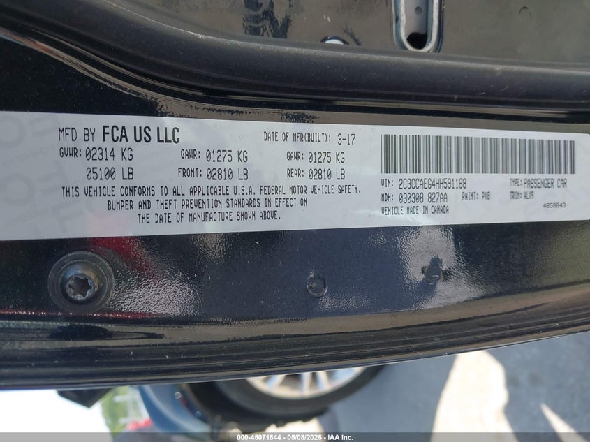 2017 Chrysler 300c VIN 2C3CCAEG4HH591168 IAAI salvage auction — FRONT END, Salvage (Illinois), sold $800 on 2026-07-07 (photo 9)