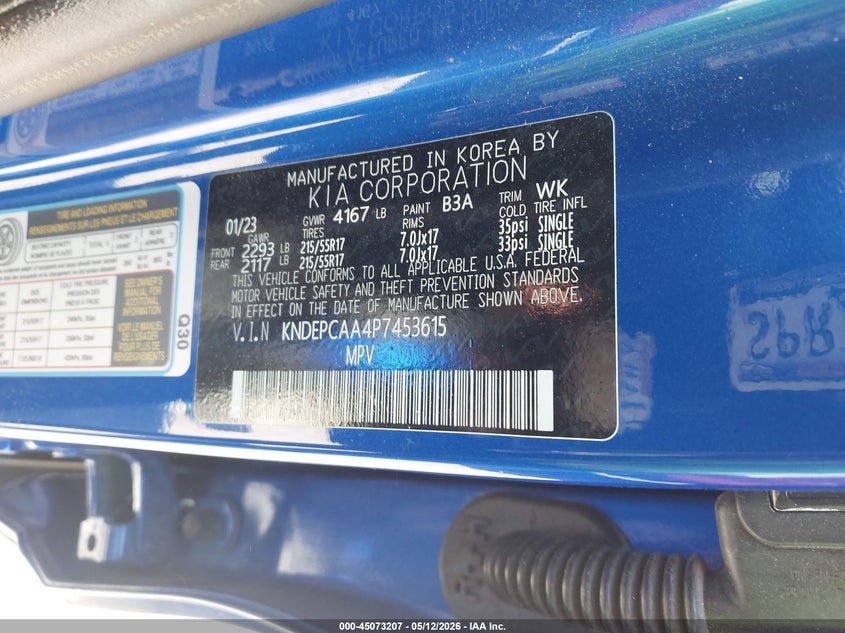 2023 Kia Seltos VIN KNDEPCAA4P7453615 IAAI salvage auction — HAIL, Original (Texas), sold $4,450 on 2026-08-25 (photo 9)