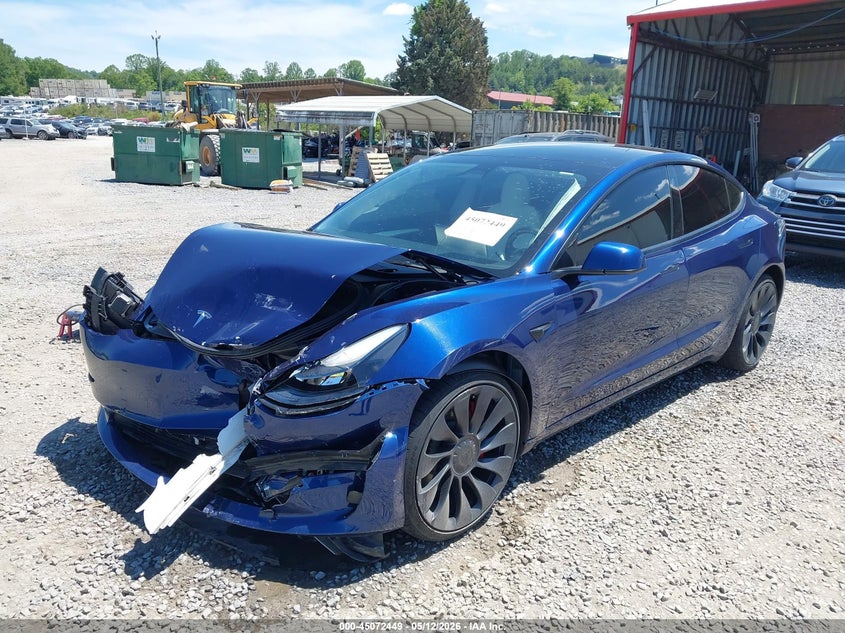 2022 Tesla Model 3 VIN 5YJ3E1EC1NF308536 IAAI salvage auction — FRONT END, Salvage (North Carolina), sold $7,200 on 2026-07-15 (photo 2)