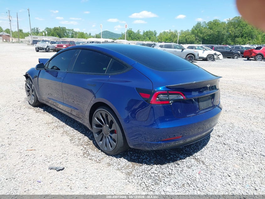 2022 Tesla Model 3 VIN 5YJ3E1EC1NF308536 IAAI salvage auction — FRONT END, Salvage (North Carolina), sold $7,200 on 2026-07-15 (photo 3)
