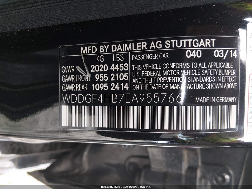 2014 Mercedes-benz C-klasse VIN WDDGF4HB7EA955766 IAAI salvage auction — FRONT END, Salvage (Idaho), sold $25 on 2026-07-30 (photo 9)