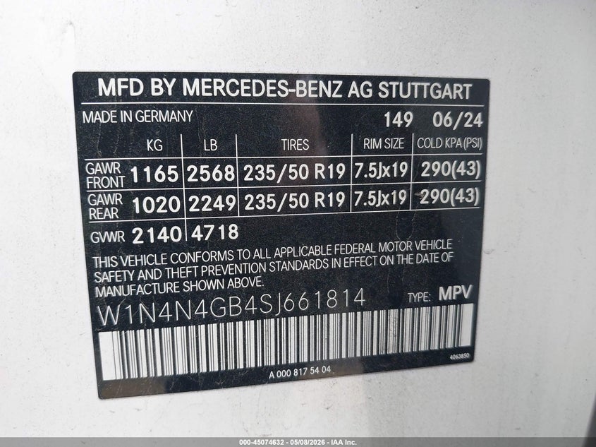 2025 Mercedes-benz Gla-klasse VIN W1N4N4GB4SJ661814 IAAI salvage auction — RIGHT FRONT, Original (Texas), sold $12,300 on 2026-07-30 (photo 9)