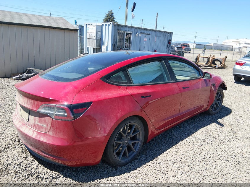 2021 Tesla Model 3 VIN 5YJ3E1EB4MF875443 IAAI salvage auction — RIGHT FRONT, Salvage (Oregon), sold $4,150 on 2026-07-30 (photo 4)
