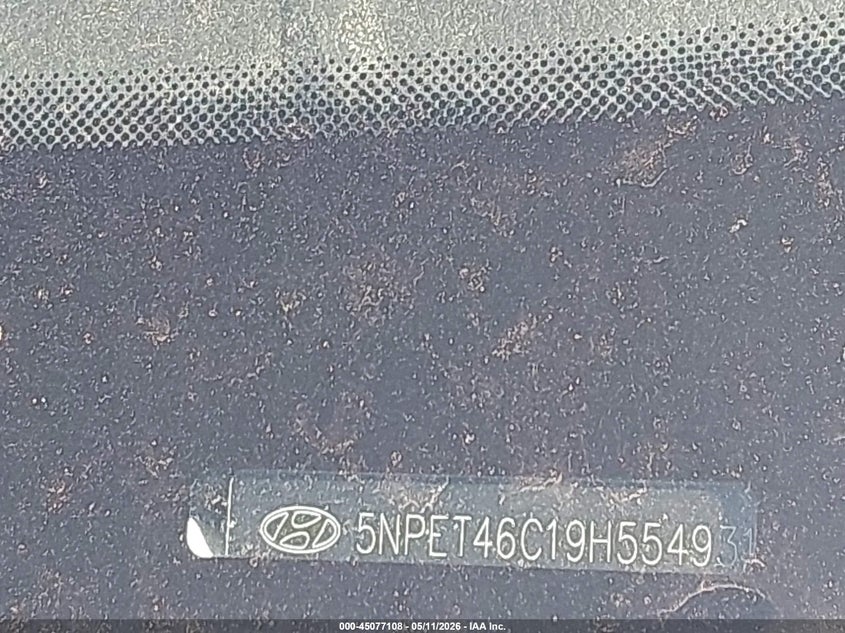 2009 Hyundai Sonata VIN 5NPET46C19H554931 IAAI salvage auction — FRONT END, Clear (Indiana), sold $300 on 2026-07-31 (photo 9)