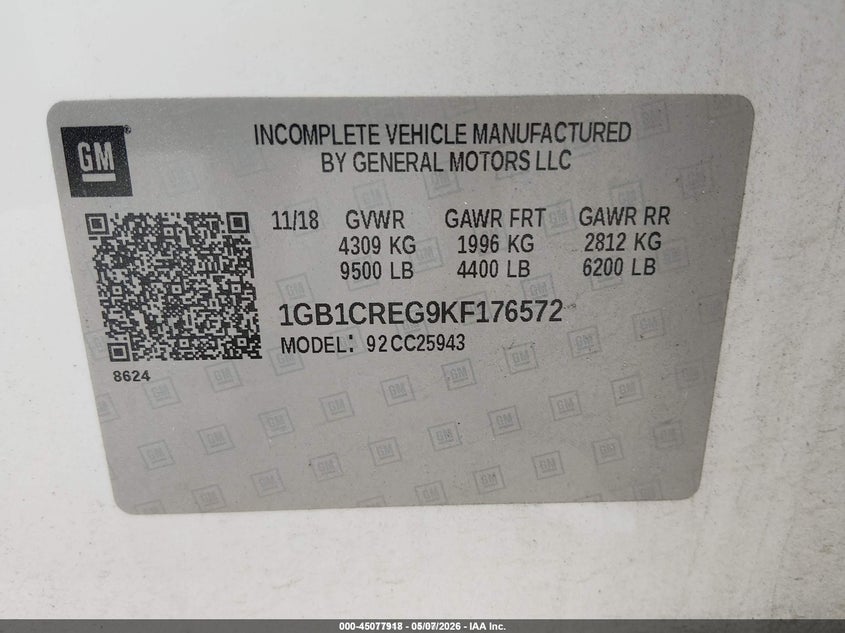 2019 Chevrolet Silverado 2500 VIN 1GB1CREG9KF176572 IAAI salvage auction — NORMAL WEAR, Sf97 (Washington), sold $24,850 on 2026-07-09 (photo 9)