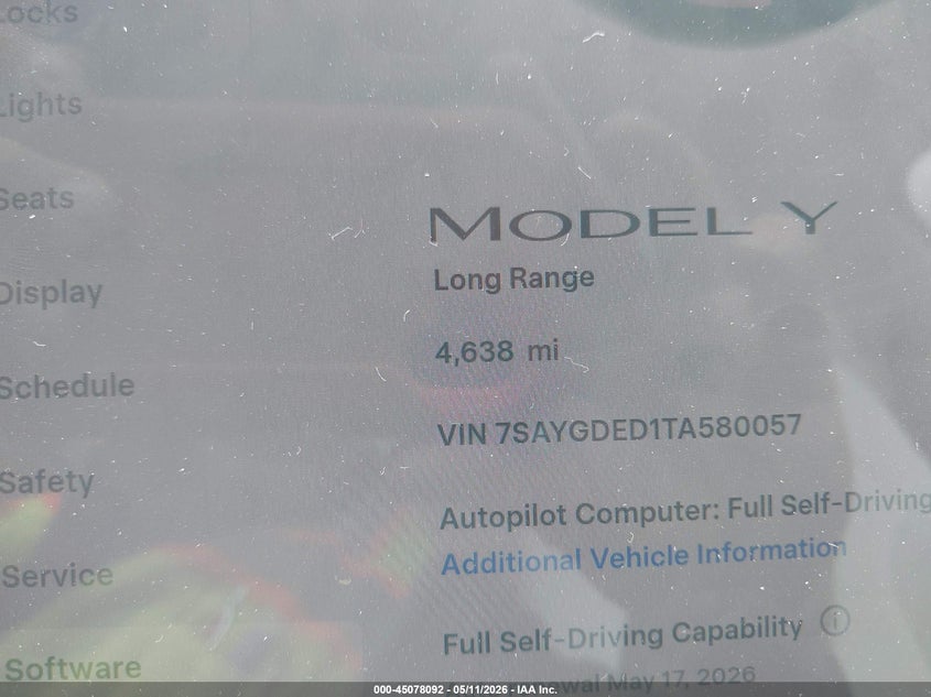 2026 Tesla Model y VIN 7SAYGDED1TA580057 IAAI salvage auction — RIGHT FRONT, Rebuildable (Florida), sold $17,200 on 2026-07-30 (photo 7)