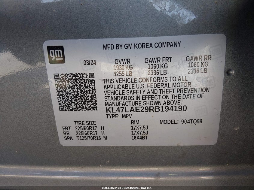 2024 Buick Envista VIN KL47LAE29RB194190 IAAI salvage auction — LEFT SIDE, Salvage (Illinois), sold $5,800 on 2026-07-14 (photo 9)
