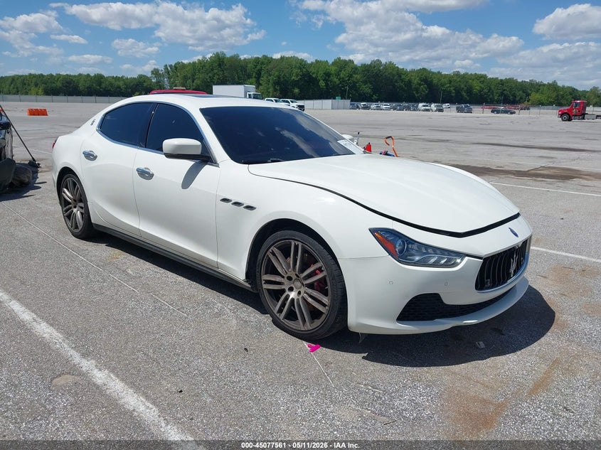 2014 Maserati Ghibli VIN ZAM57RTA1E1109736 IAAI salvage auction — SIDE, Clear (Indiana), sold $3,150 on 2026-08-06 (photo 1)