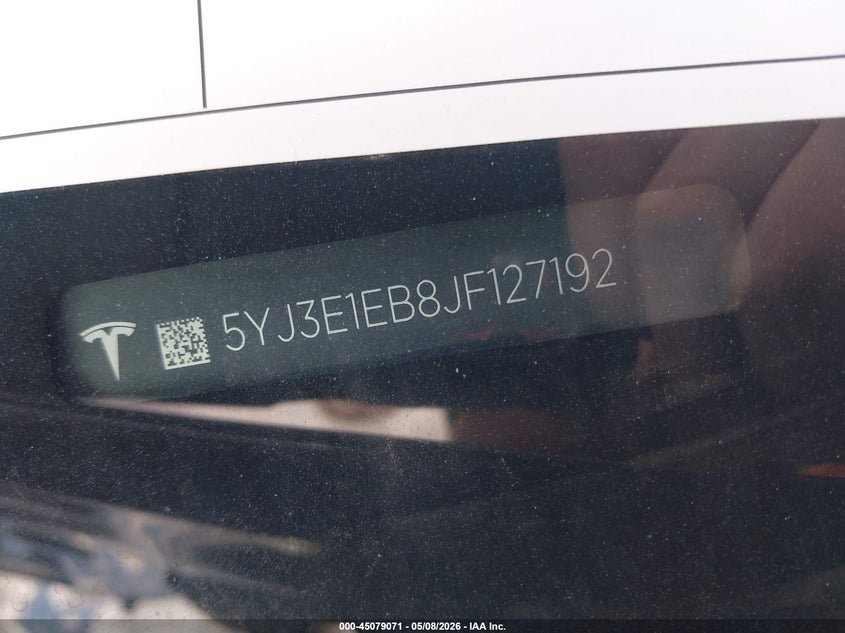 2018 Tesla Model 3 VIN 5YJ3E1EB8JF127192 IAAI salvage auction — LEFT SIDE, Salvage (Texas), sold $4,550 on 2026-07-28 (photo 9)