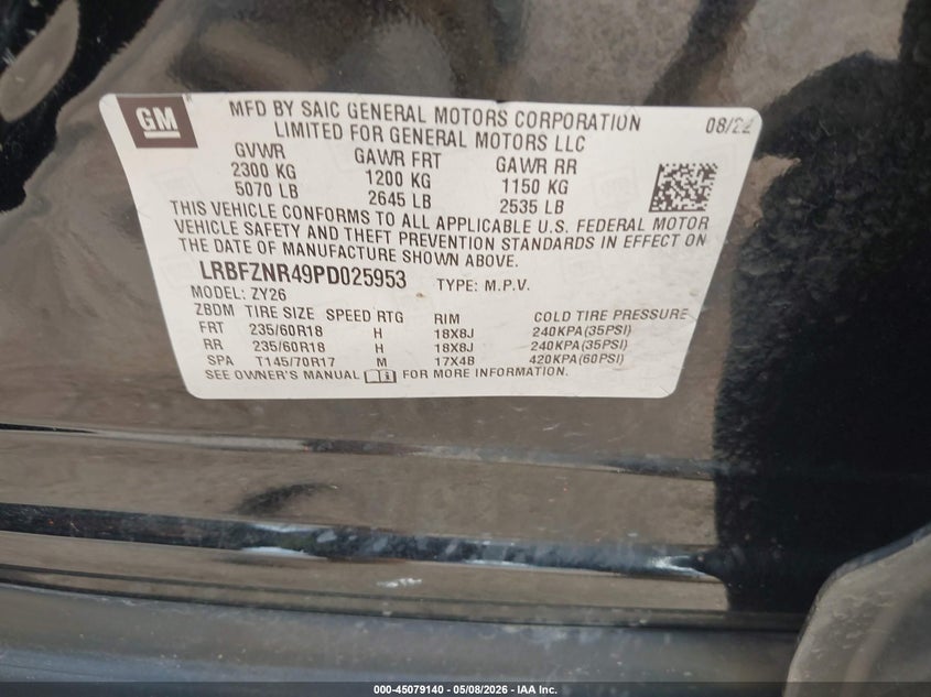 2023 Buick Envision VIN LRBFZNR49PD025953 IAAI salvage auction — SIDE, Salvage Title, sold $4,750 on 2026-07-12 (photo 9)
