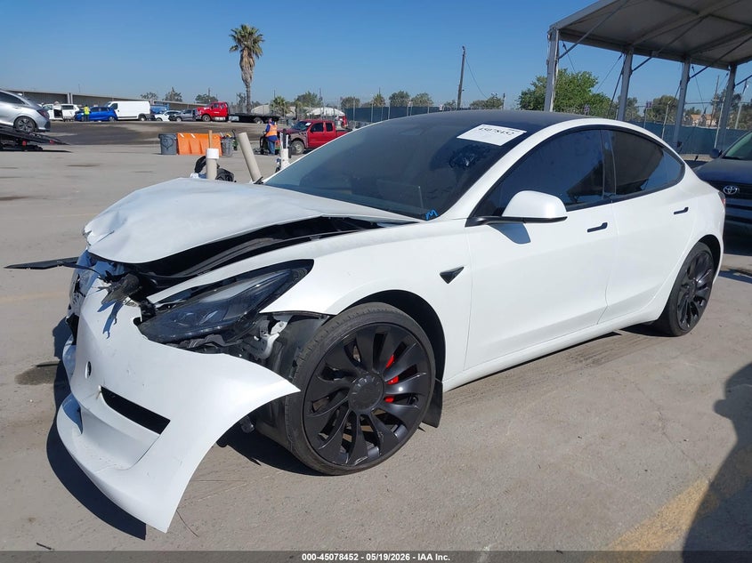 2023 Tesla Model 3 VIN 5YJ3E1EC1PF619807 IAAI salvage auction — FRONT END, Salvage (California), sold $9,275 on 2026-07-15 (photo 2)