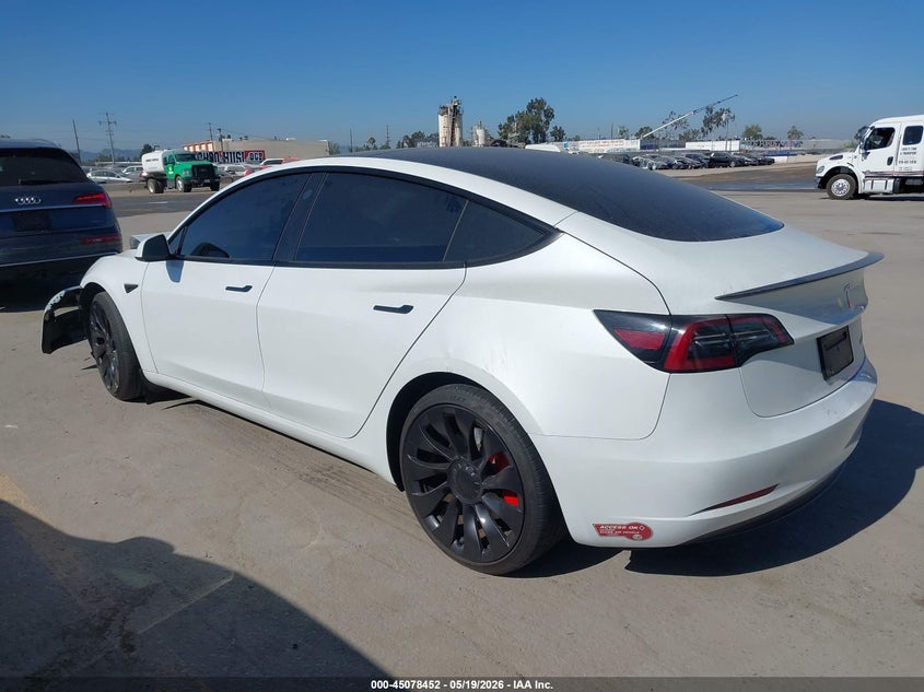 2023 Tesla Model 3 VIN 5YJ3E1EC1PF619807 IAAI salvage auction — FRONT END, Salvage (California), sold $9,275 on 2026-07-15 (photo 3)